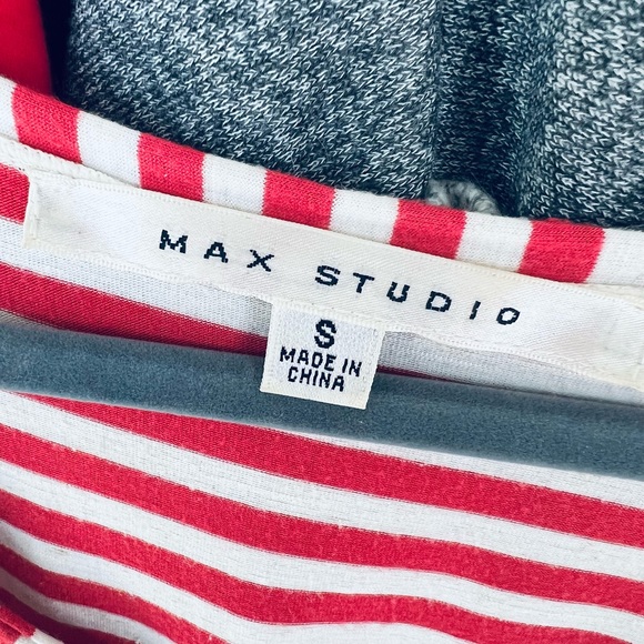 CLEARANCE Max Studio Striped Flowy Dress Orange and Cream - Picture 2 of 3